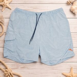 Tommy Bahama Swim Trunks Mens XL Tropical Print Blue Mesh Lined Board Shorts